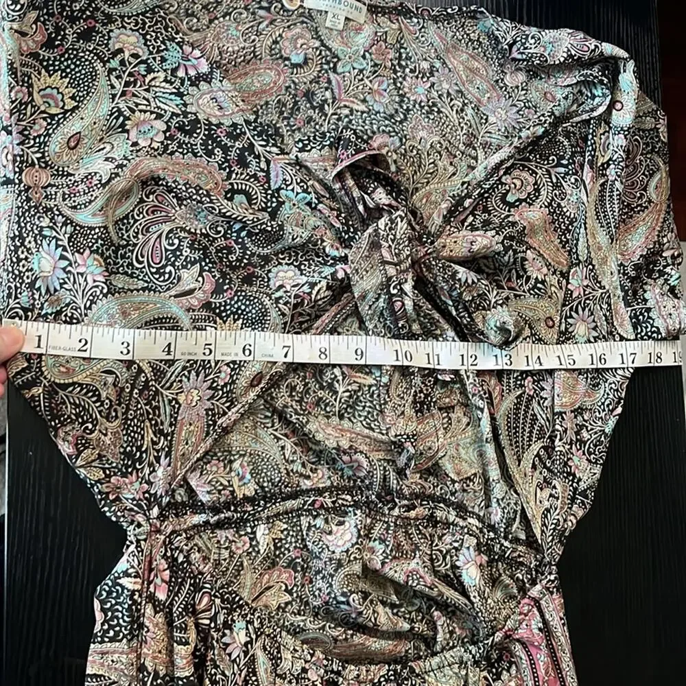 NWOT Earthbound Trading Floral and Paisley Print Tie-Front Dress